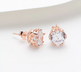 Diamonique Roseclade Sterling Silver Fleur Cut Stud Earrings